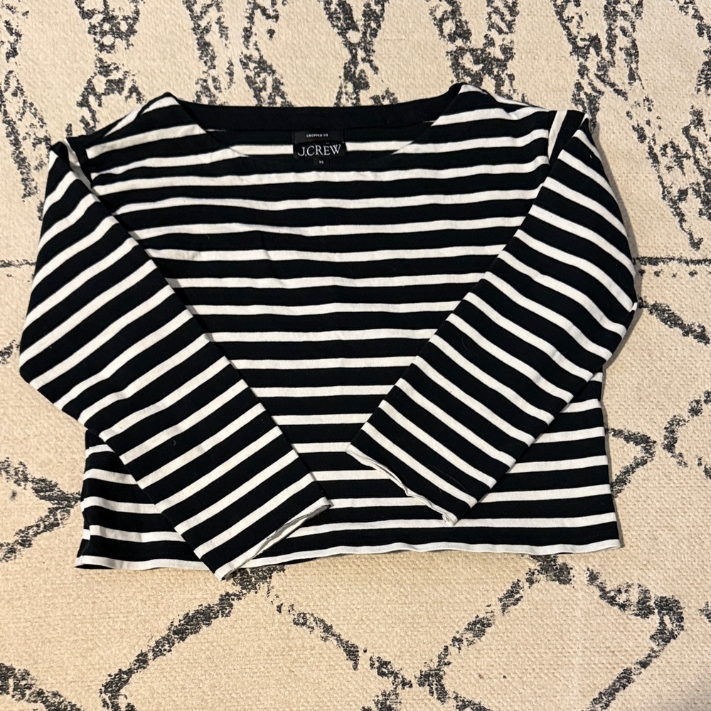 J. Crew black and White Striped Long Sleeve Top